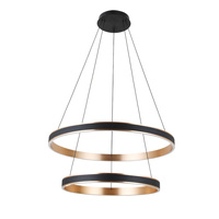 Elegancka lampa wisząca LED z dwoma ringami i 3-stopniowym ściemnianiem RIO 50+70 3-STEP DIMM BK/GO AZZARDO AZ5779
