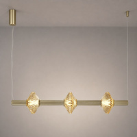 Lampa wisząca złota ryflowana pozioma tuba ze szklanymi kloszami Padre Gold 18W LED Milagro ML2799