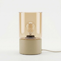 Beżowa lampka stołowa z bursztynowym kloszem VERA Kaja Lighting K-5985