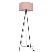 Czarna lampa podłogowa trójnóg abażur jasno wrzosowy SHANTI 1xE27 Candellux Studio 51-38715