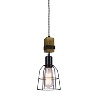 Lampa wisząca Ponte, jednopunktowa, czarna z drucianym kloszem Italux PND-4290-1-L