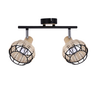 Tajga lampa sufitowa listwa czarny+drewniany 2x40w e14 klosz czarny+drewniany Candellux 92-12203