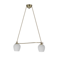 Serano lampa wisząca patynowy 2x60W E27 klosz biały Candellux 32-07360