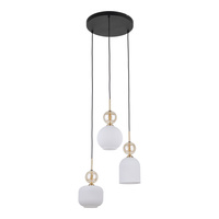 Lampa wisząca potrójna szklane ryflowane klosze 3xE14 SOPHIA COGNAC WHITE Tk Lighting Tk Lighting 11592