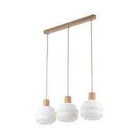 Potrójny zwis lampa wisząca szklana z elementami drewna MELIA 3xE27 Tk Lighting 11091