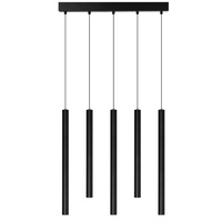 Lampa wisząca pięć czarnych tub nad stół VERNO 5 3000K BK AZZARDO AZ6314