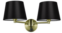 IBIS LAMPA KINKIET PATYNOWY 2X40W E14 ABAŻUR CZARNY Candellux 22-27603