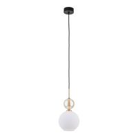 Pojedyńcza lampa wisząca z białym ryflowanym kloszem i ozdobną kulą SOPHIA COGNAC WHITE 1XE14 Tk Lighting 11590