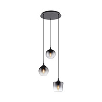 Lampa wisząca czarna z trzema zwisającymi kloszami  ZEA 3xE14 Just Light 15424-18