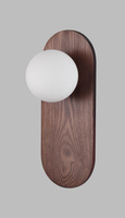 Owalny kinkiet z ciemnego drewna z kulą szklaną Maxlight W0476 Point