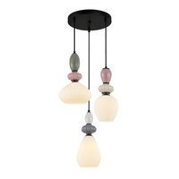 Lampa wisząca potrójna do jadalni z ceramiki i szkła 3xE27 Altra Italux PND-36787-3-BK-WH