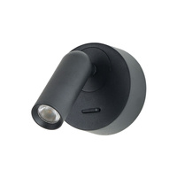 Okrągły czarny kinkiet LED z wbudowanym przełącznikiem LUGANO ROUND WALL BK 3000K AZZARDO AZ5628