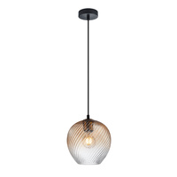 Lampa wisząca pojedyńcza kulisty klosz z dekoracyjnym spiralnym wzorem 1xE27 Alias Italux PND-3664-1-BRO-AMB
