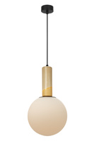 Lampa wisząca biała kula 25cm z ceramiczną musztardową tubą Rainbow 1xE27 Maxlight P0693