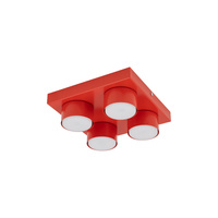 Kwadratowa czerwona lampa sufitowa BRIX RED 4XGX53 Tk Lighting 11293