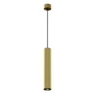 Lampa wisząca 30cm w kolorze mosiężnym ryflowana metalowa tuba o średnicy 5,6cm Calipso P106PL-01-GU10-BS Maytoni