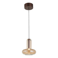 Lampa wisząca miedziana z bursztynowym kloszem LED 3000K Carote Italux PND-24011-1-COPP