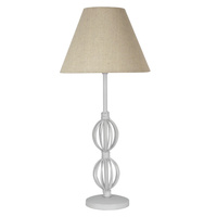 Rosette 3 lampa stołowa biały 1x40W E14 abażur beżowy Candellux 41-28907