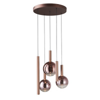 Lampa wisząca miedziana na kole 5xLED 3000K Camino Italux PND-24038-5A-COPP