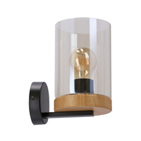 WELS LAMPA KINKIET CZARNY+DREWNIANY 1X40 E27 KLOSZ DYMIONY Candellux 21-21953