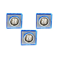 ZESTAW TRZECH OPRAW SS-22 CH/TR+BL GU10 50W+LED SMD 230V NIEBIESKI 2,1W CHROM OPR. STROP. STALA KWADRATOWA SZKLO TRANSPARENTNE Candellux 99-54753