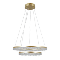 Złota lampa wisząca dwa ringi z dekoracyjnym akrylem LED Barlo Italux PND-34526-2L-GD