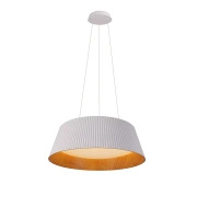 Biała karbowana lampa wisząca o średnicy 46cm z imitacją drewna Fabio Maxlight P0673