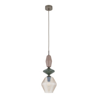 Pojedyńcza lampa wisząca karbowany koniakowy klosz ZEN NEW BROWN FUSO COGNAC 1XE14 Tk Lighting 11865