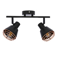 Neria lampa sufitowa listwa czarny 2x40w e14 klosz miedziany Candellux 92-81780