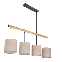 Combi lampa wisząca czarny 4x60W E27 abażur beżowy Candellux 34-38401