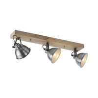 Potrójna lampa sufitowa drewniana ze stalowymi kloszami SAMIA 3xE27 Just Light 11983-77