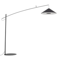 Czarna lampa podłogowa łukowa z długim wysięgnikiem i dyskowym kloszem 1xE27 POISE A Nowodvorski 11768