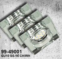ZESTAW TRZECH OPRAW SS-16 CH/WH  3X3W GU10 LED Z ŻARÓWKĄ  LED CHROM OPR. STROP. STAŁA KWADRATOWA SZKŁO BEZBARWNE Candellux 99-49001