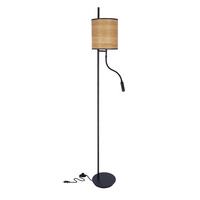ZETA LAMPA PODŁOGOWA CZARNY 1X40W E27+3W LED 4000K ABAŻUR ORZECHOWY Candellux 51-25395