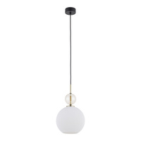 Lampa wisząca pojedyńcza szklana karbowana kula z ozdobną dodatkowa małą kulą SOPHIA BIG COGNAC WHITE 1xE27 Tk Lighting 10931