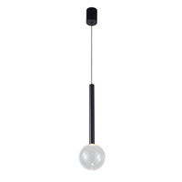 Pojedyńcza lampa wisząca czarna ze szklanym kloszem LED 3000K Alinos Italux PND-24019-1A-BK