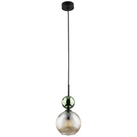 Lampa wisząca pojedyńcza z ryflowanym koniakowym kloszem i zieloną kulą SOPHIA GREEN COGNAC 1xE14 Tk Lighting 11145