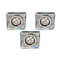 ZESTAW TRZECH OPRAW SS-22 CH/TR+WH GU10 50W+LED SMD 230V BIAŁY 2,1W CHROM OPR. STROP. STAŁA KWADRATOWA SZKŁO TRANSPARENTNE Candellux 99-54746