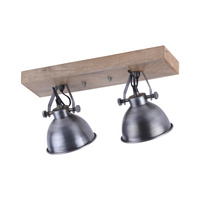 Podwójna lampa sufitowa drewniana ze stalowymi kloszami SAMIA 3xE27 Just Light 11982-77