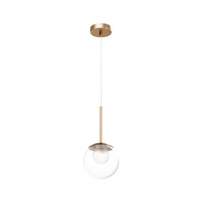 Złota lampa wisząca z przeźroczystym szklanym kulistym kloszem 15cm 1xG9 Basic form MOD521PL-01G1 Maytoni