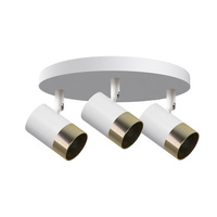 TOBI LAMPA SUFITOWA PLAFON BIAŁY 3X15W GU10 KLOSZ BIAŁY+ZŁOTY Candellux 98-27474