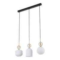 Lampa wisząca potrójna szklane ryflowane klosze 3xE14 SOPHIA COGNAC WHITE Tk Lighting 11591