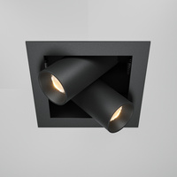 Czarna kwadratowa wpuszczana lampa z dwoma ruchomymi reflektorami LED 3000K Magnum DL094-02-7W3K-B Maytoni