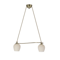 Serano lampa wisząca patynowy 2x60W E27 klosz kremowy Candellux 32-11053