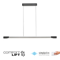Liniowa lampa wisząca LED 3000K w kolorze antracytowym + aluminium HOOP Paul Neuhaus 2732-33 z wbudowanym ściemniaczem
