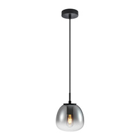 Lampa wisząca z kulistym, przydymionym kloszem szklanym 1xE27 Antita Italux PND-3650-1S-BK-CSG