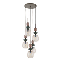 Lampa wisząca 5 zwisów na kole ZEN NEW BROWN BOTTI COGNAC 5XE14 TK Lighting 11879 