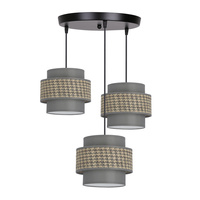 LUCCIA LAMPA WISZĄCA CZARNY TALERZ 3X40W E27 ABAŻUR BEŻOWY+GRAFITOWY Candellux 33-25470