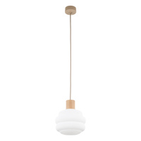 Lampa wisząca szklany klosz 20cm z dodatkiem drewna MELIA 1xE27 Tk Lighting 11090