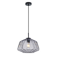 Pojedyńcza lampa wisząca ze szklanym niespotykanym kloszem średnica 30cm 1xE27 Antita Italux PND-3644-1-BK-SG